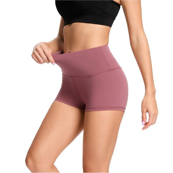2"/7" High Waist Yoga Shorts Tummy Control Wrkout Running Biker Volleyball Short - Picture 1 of 6